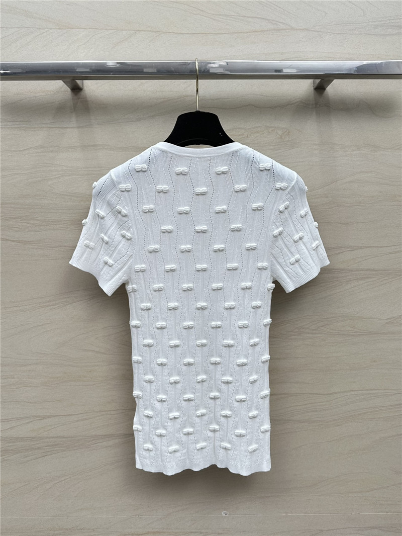 Chanel embossed bow knitted top replica clothes