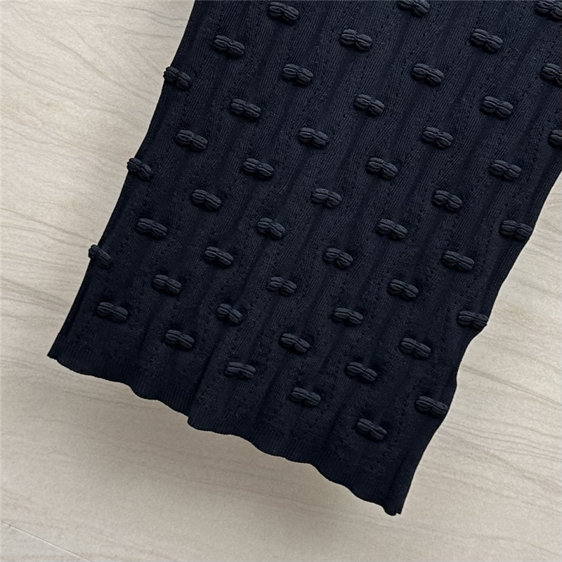 Chanel embossed bow knitted top replica clothes
