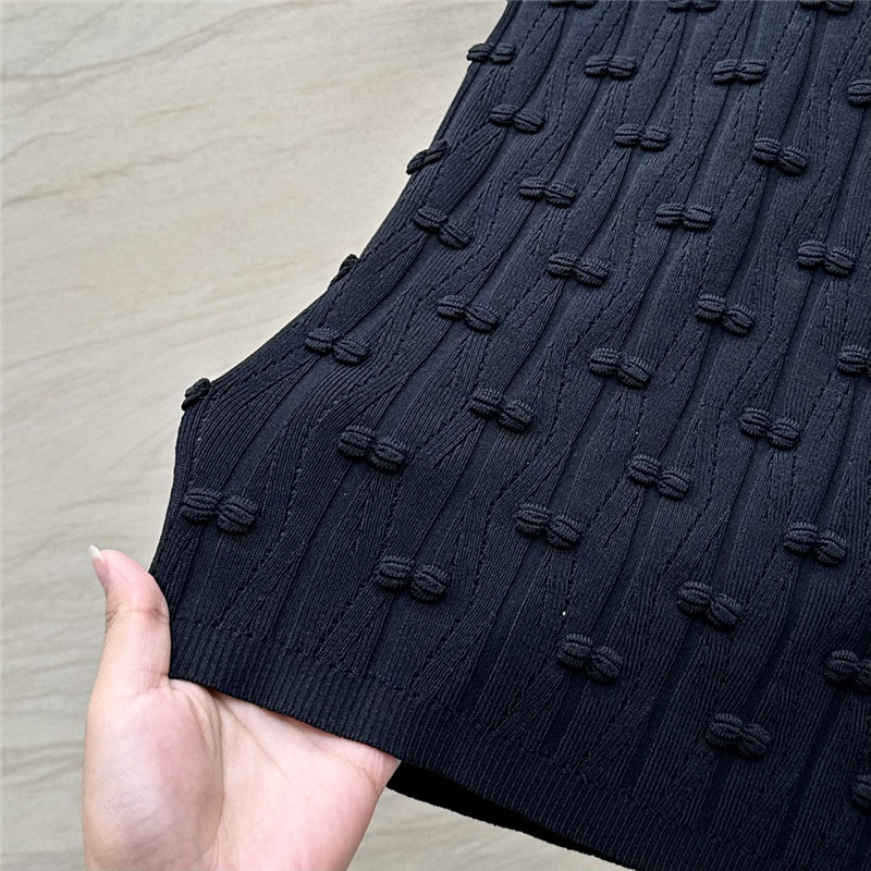 Chanel embossed bow knitted top replica clothes