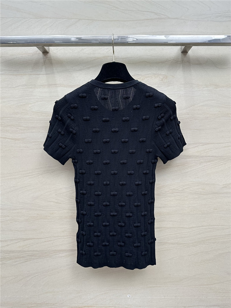 Chanel embossed bow knitted top replica clothes