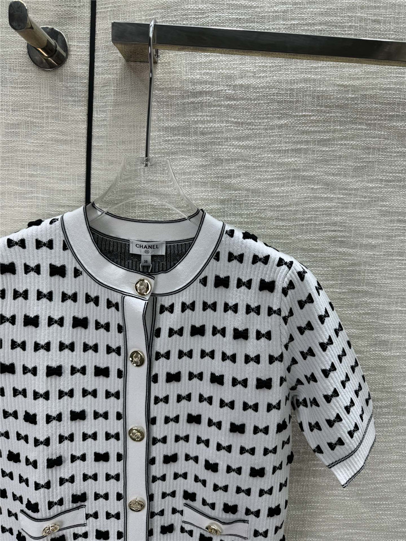 Ch**el jacquard short sleeve cardigan