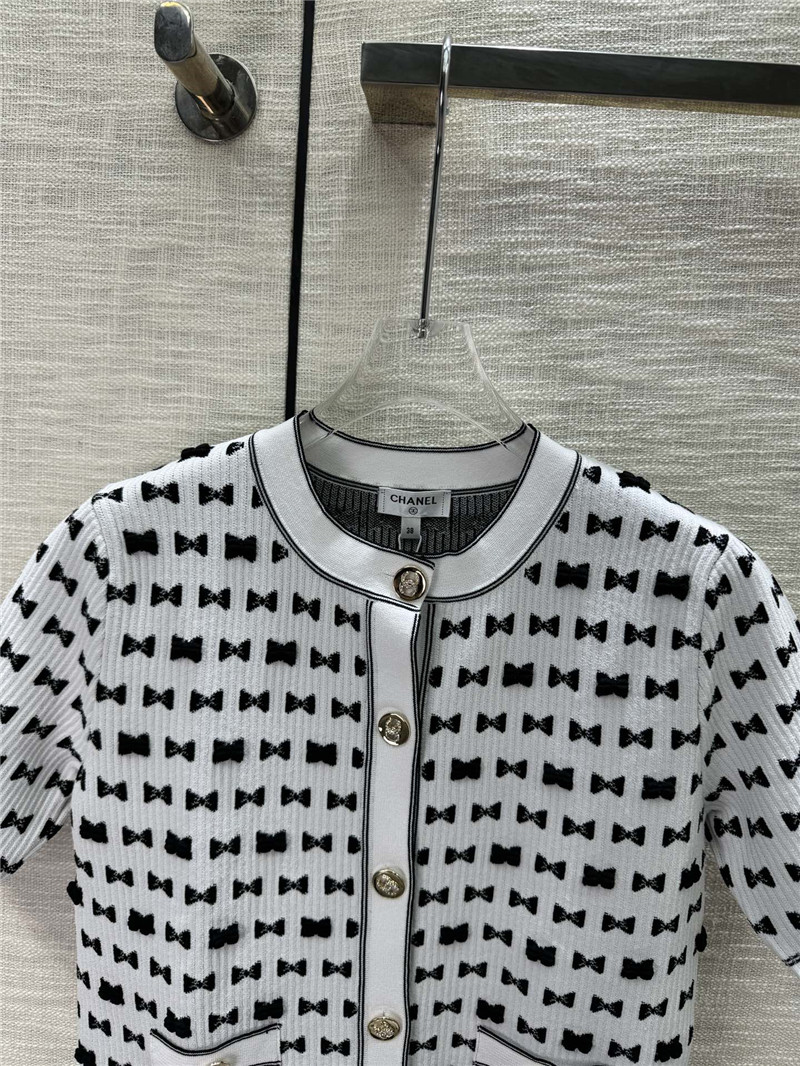 Ch**el jacquard short sleeve cardigan