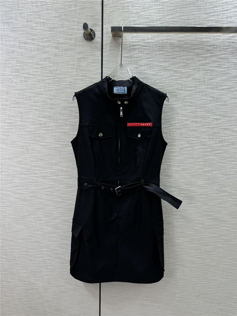 prada stand collar sleeveless zip dress replica d&g clothing