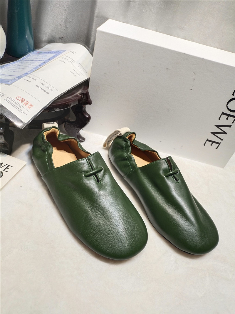 Loewe Green Leather Ballet Flats