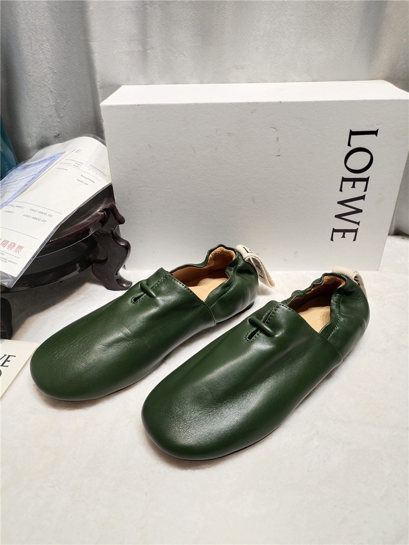 Loewe Green Leather Ballet Flats