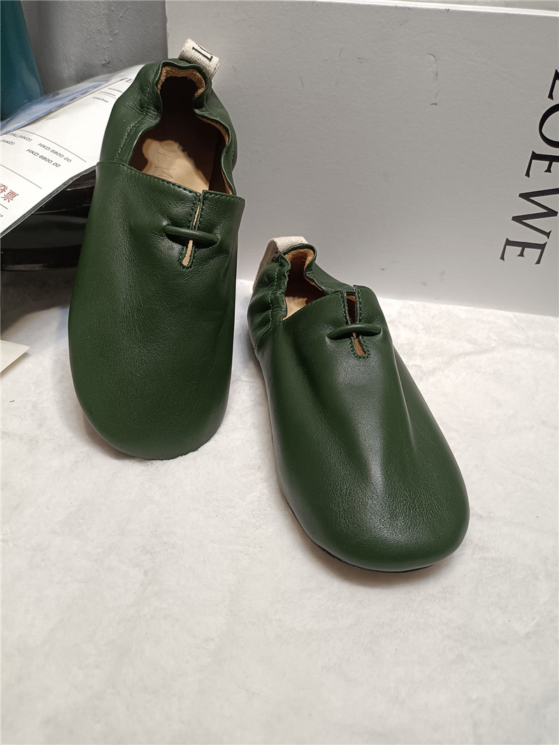 Loewe Green Leather Ballet Flats