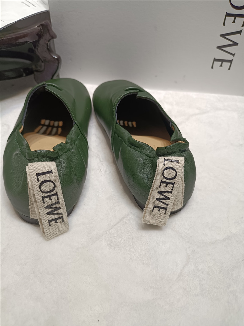 Loewe Green Leather Ballet Flats
