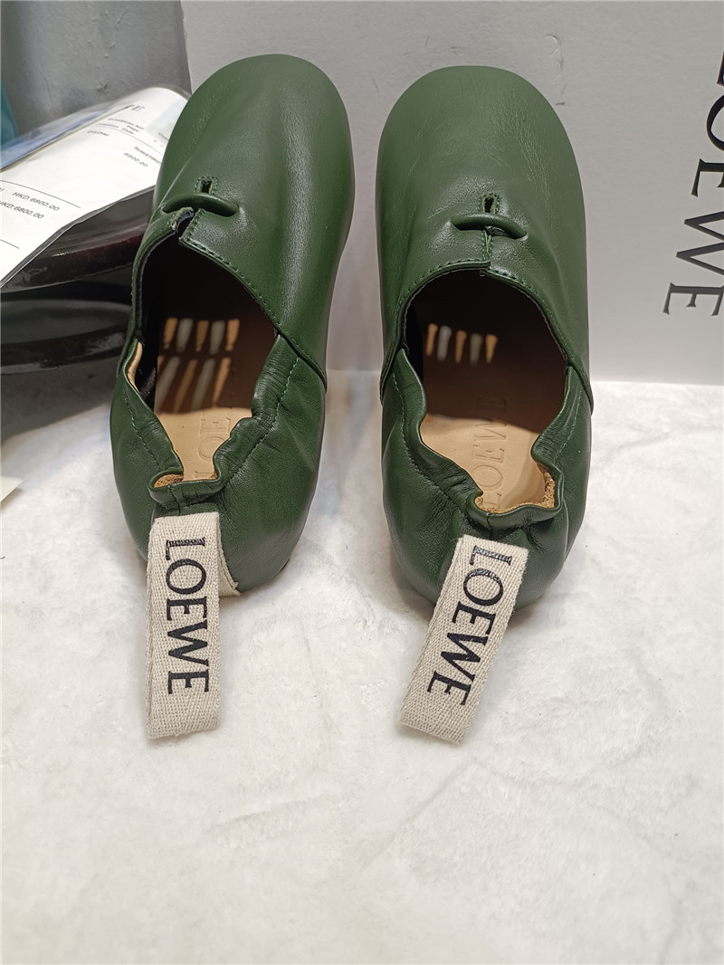 Loewe Green Leather Ballet Flats