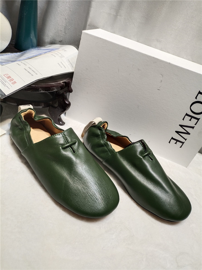 Loewe Green Leather Ballet Flats