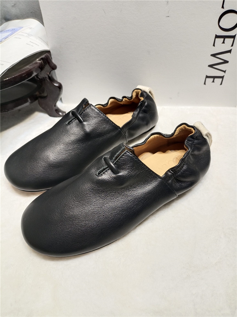 Loewe Black Leather Ballet Flats