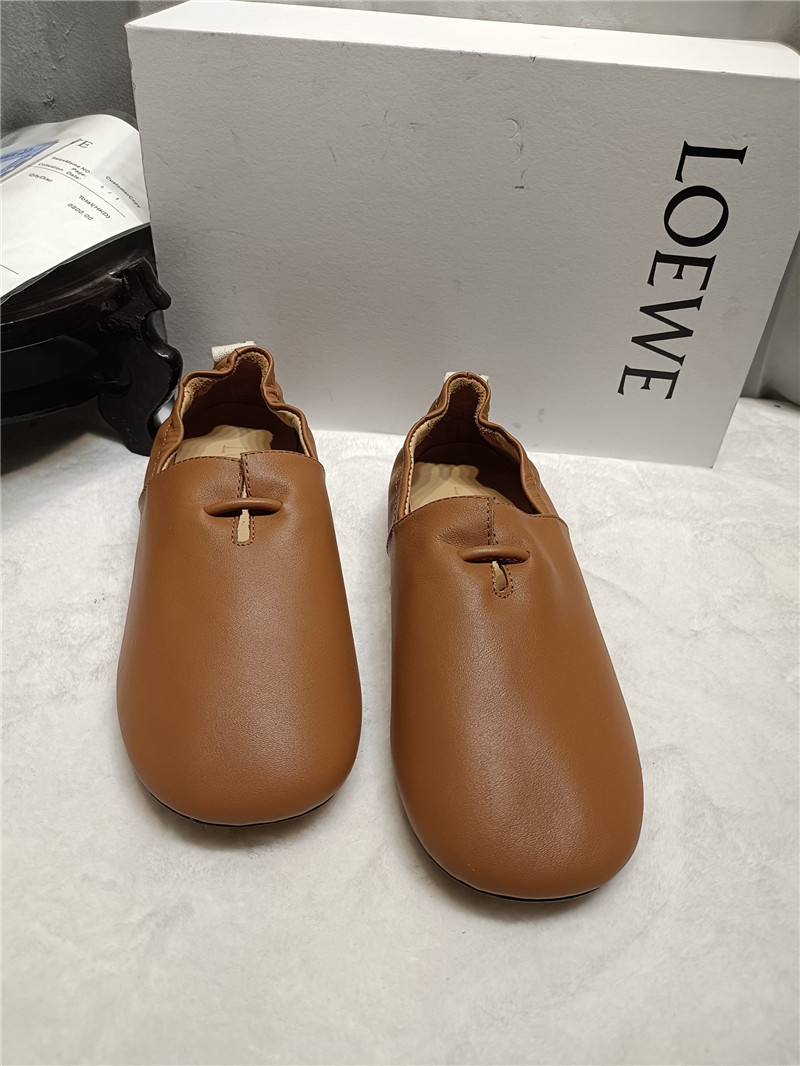 Loewe Brown Leather Ballet Flats