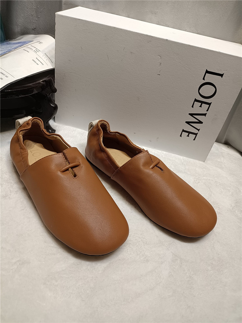Loewe Brown Leather Ballet Flats
