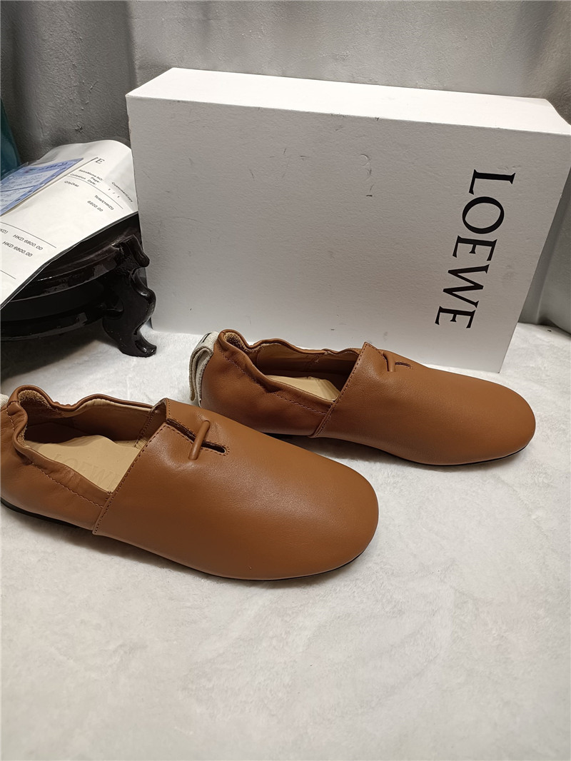 Loewe Brown Leather Ballet Flats