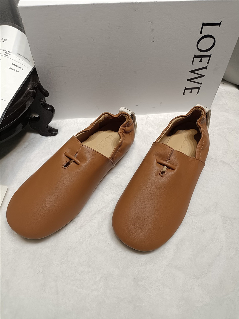 Loewe Brown Leather Ballet Flats