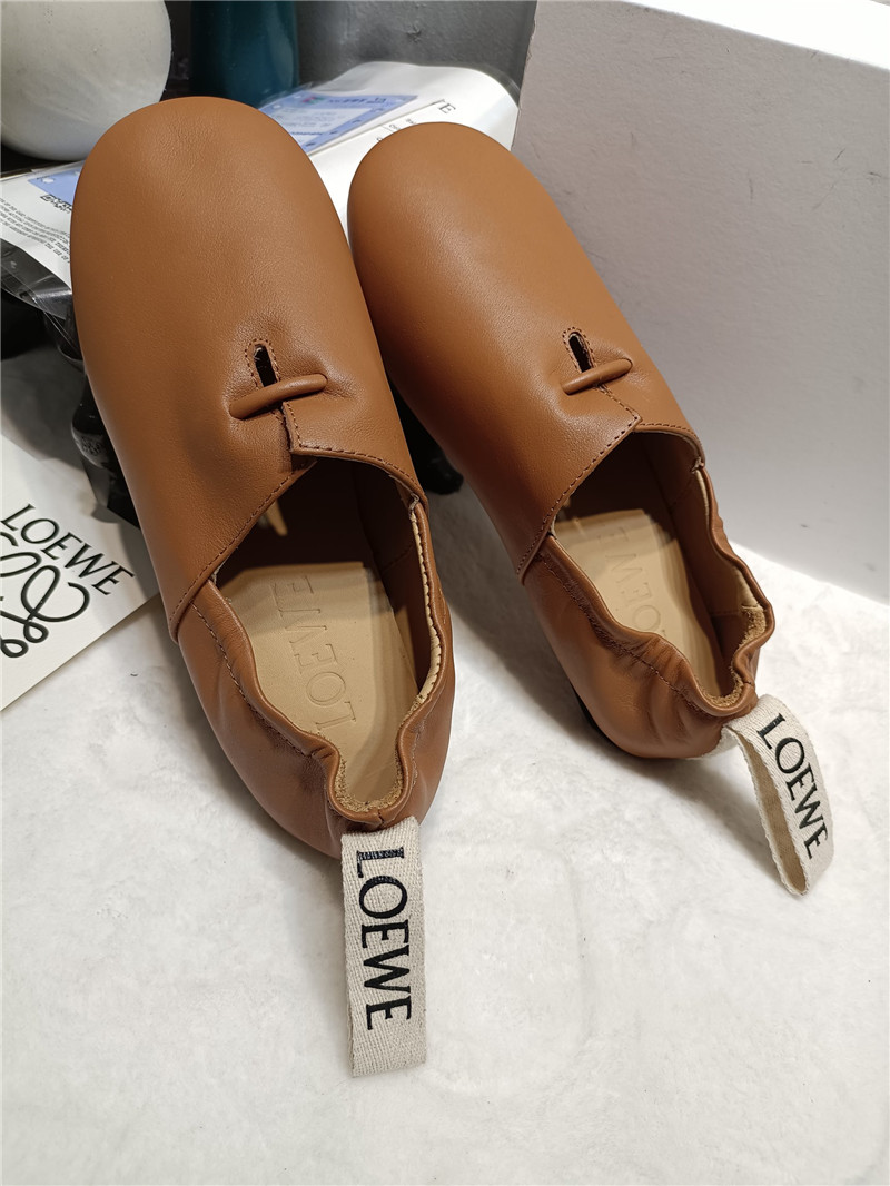 Loewe Brown Leather Ballet Flats