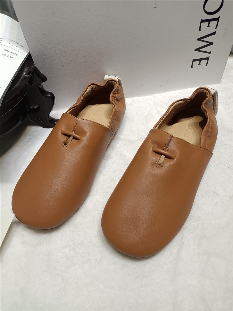 Loewe Brown Leather Ballet Flats
