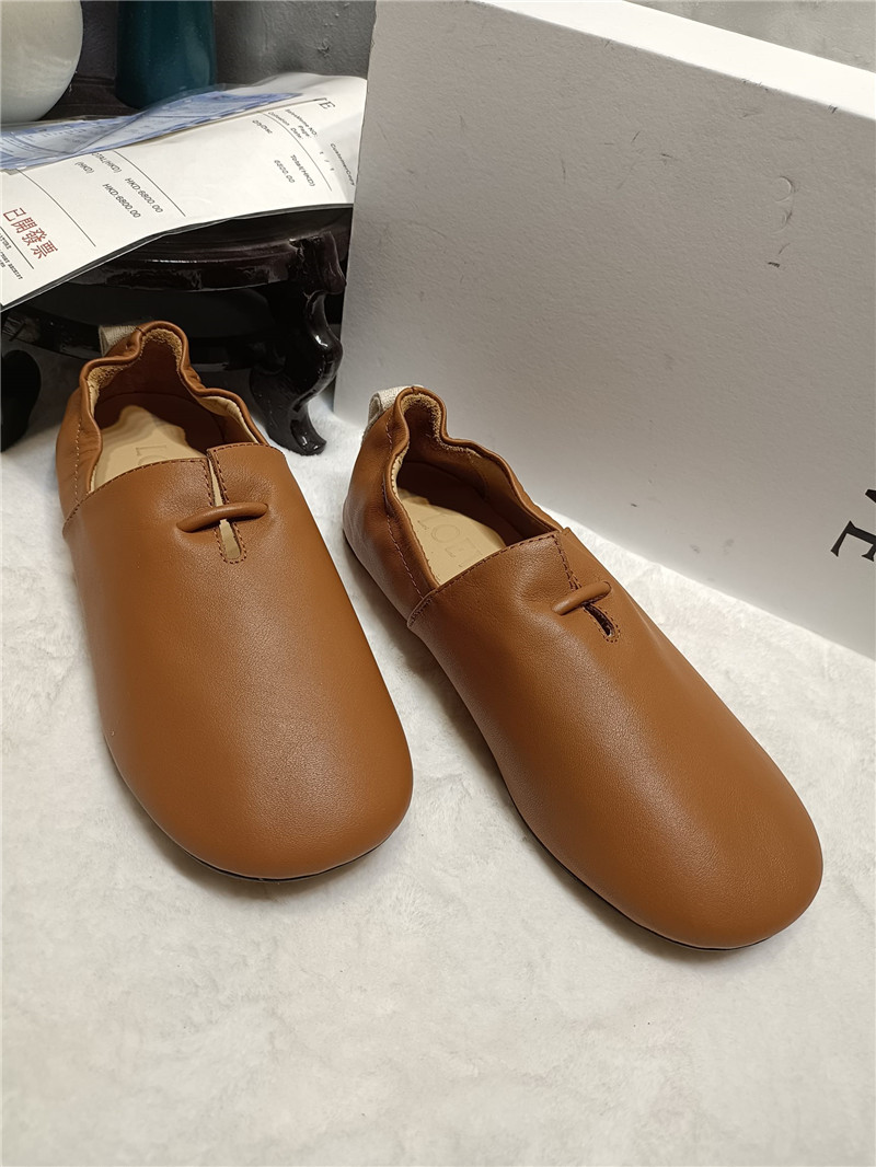 Loewe Brown Leather Ballet Flats