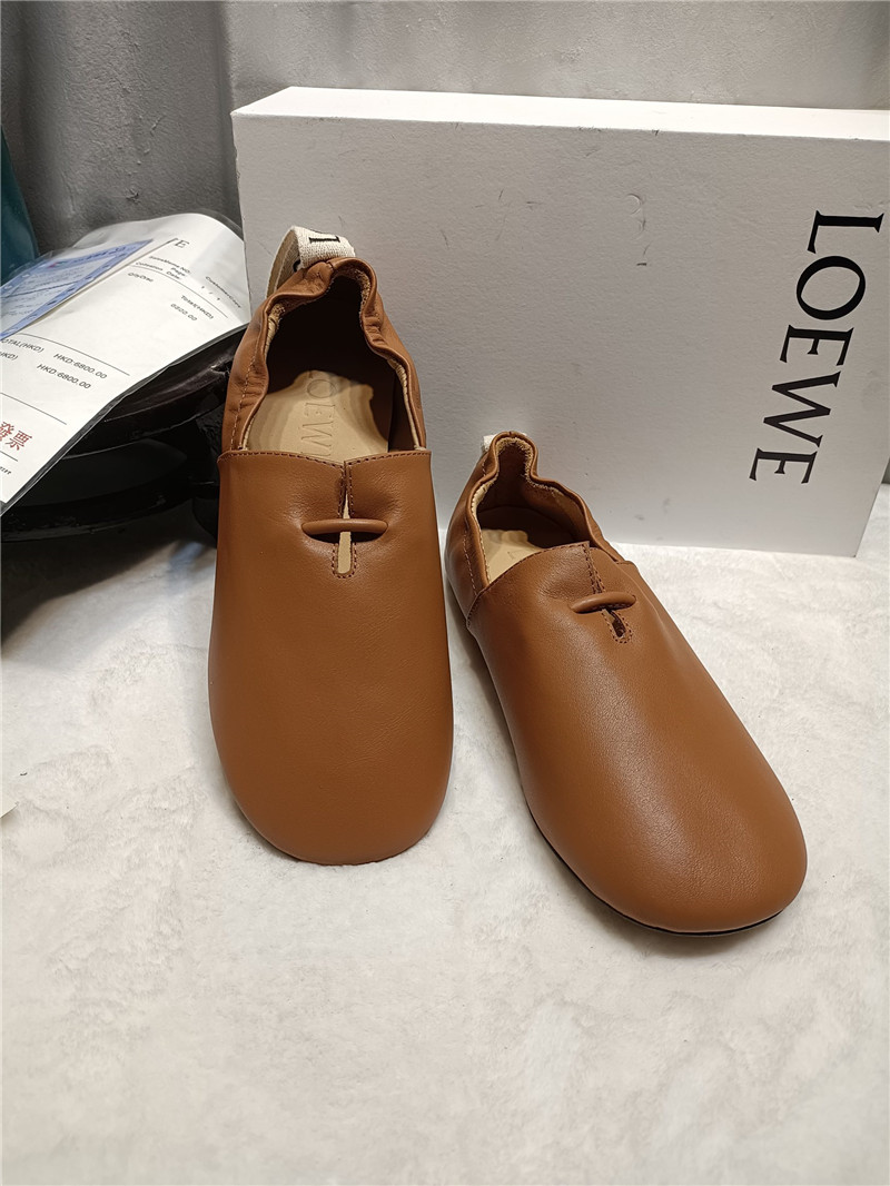 Loewe Brown Leather Ballet Flats