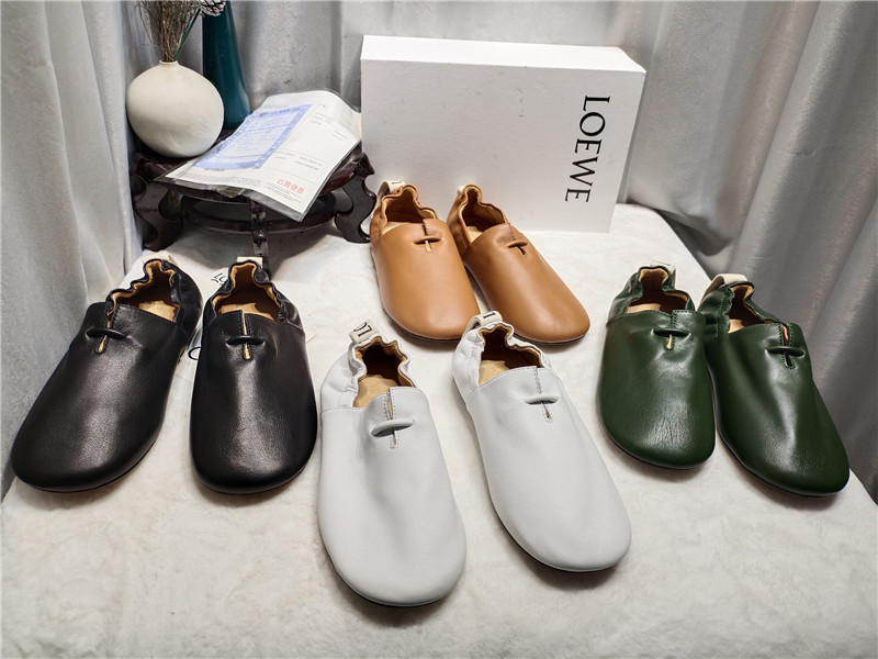 Loewe Brown Leather Ballet Flats