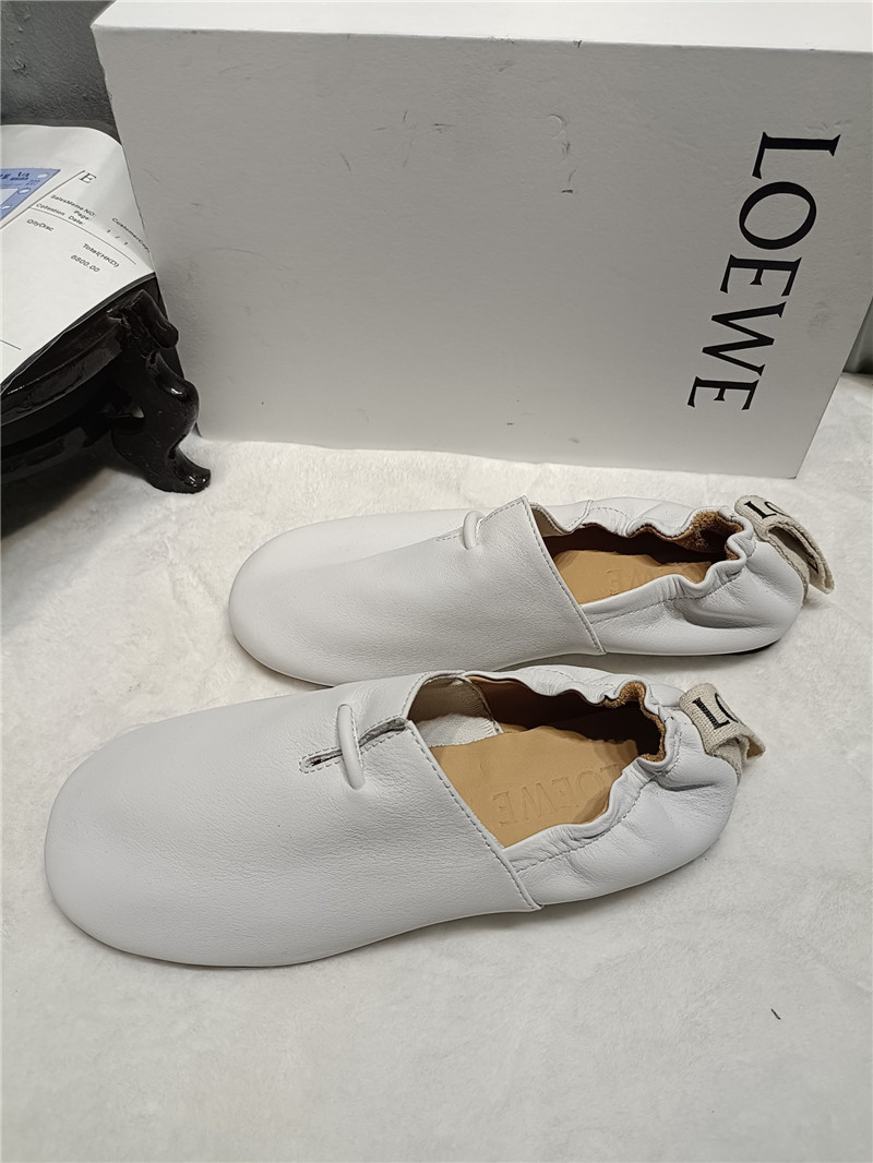 Loewe White Leather Ballet Flats