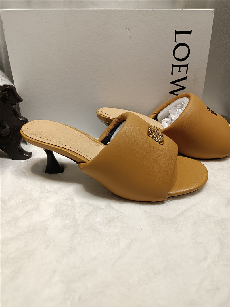 Loewe Anagram Medallion Kitten-Heel Mules in Brown