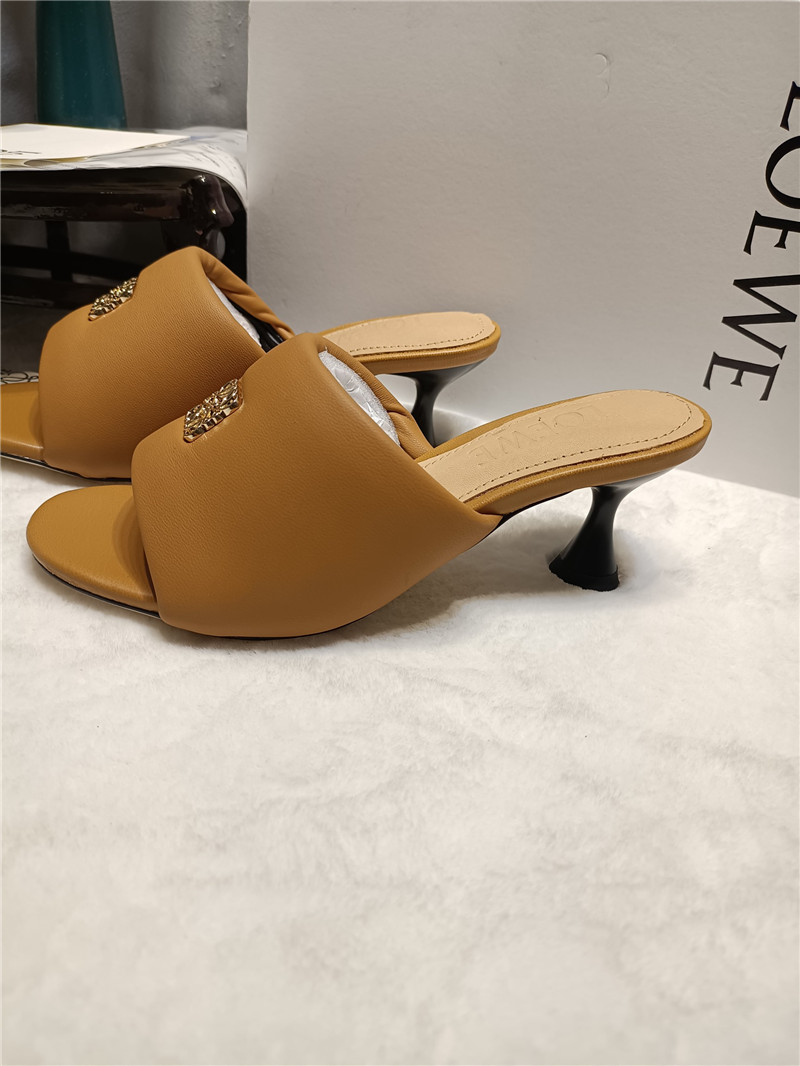 Loewe Anagram Medallion Kitten-Heel Mules in Brown