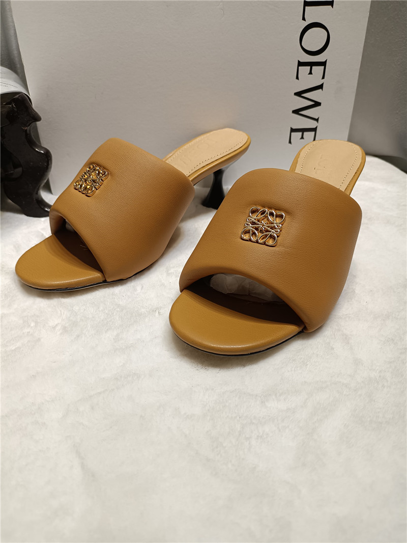 Loewe Anagram Medallion Kitten-Heel Mules in Brown