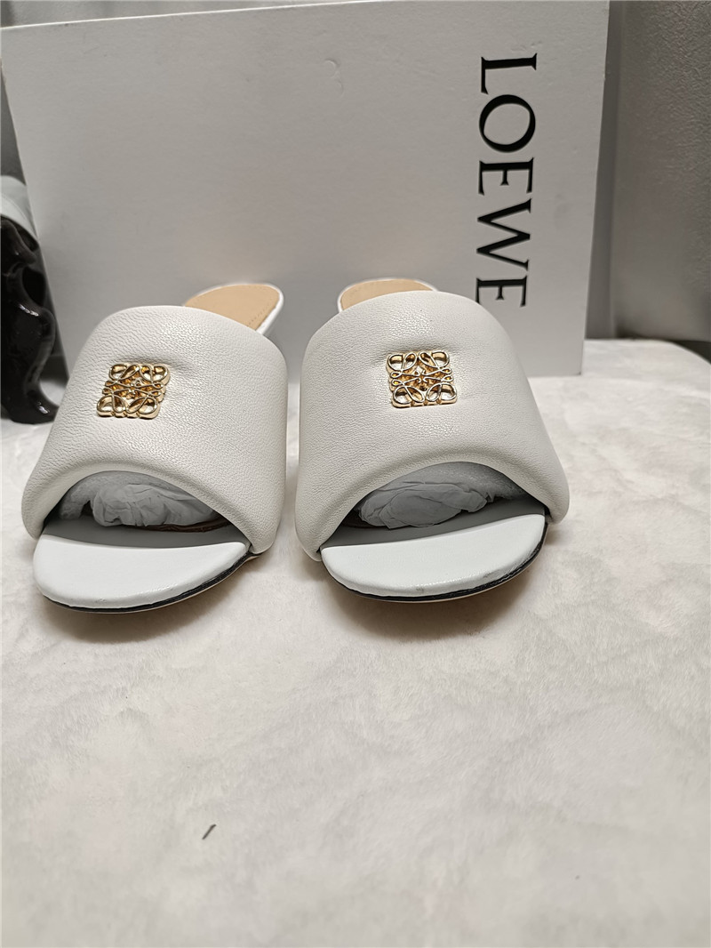 Loewe Anagram Medallion Kitten-Heel Mules in White