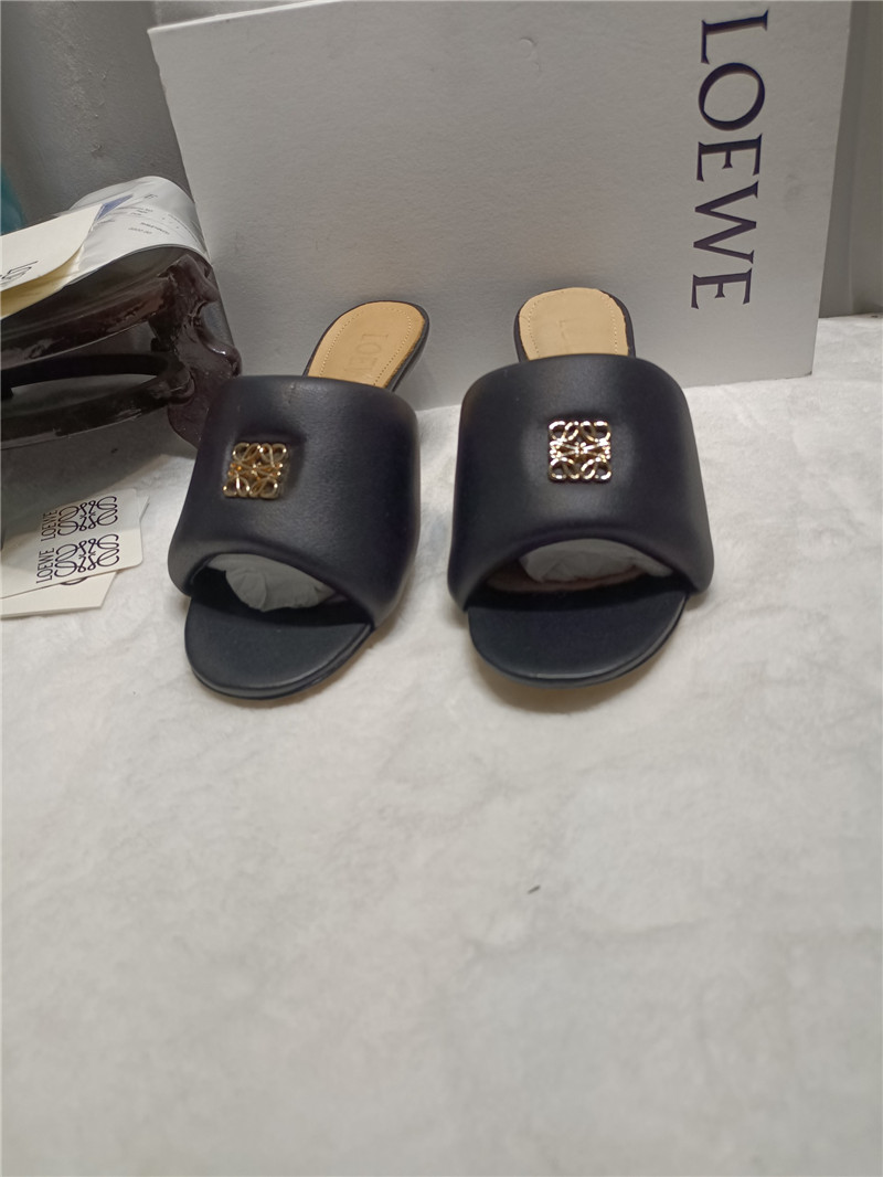 Loewe Anagram Medallion Kitten-Heel Mules in Black