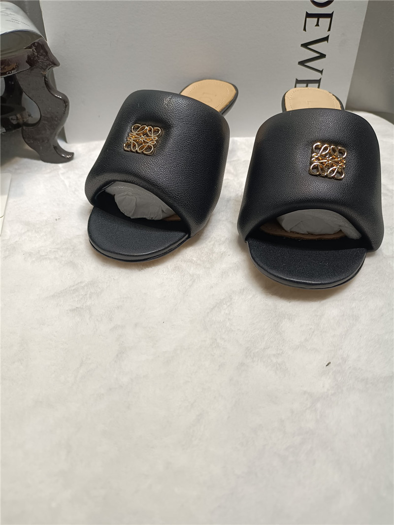 Loewe Anagram Medallion Kitten-Heel Mules in Black