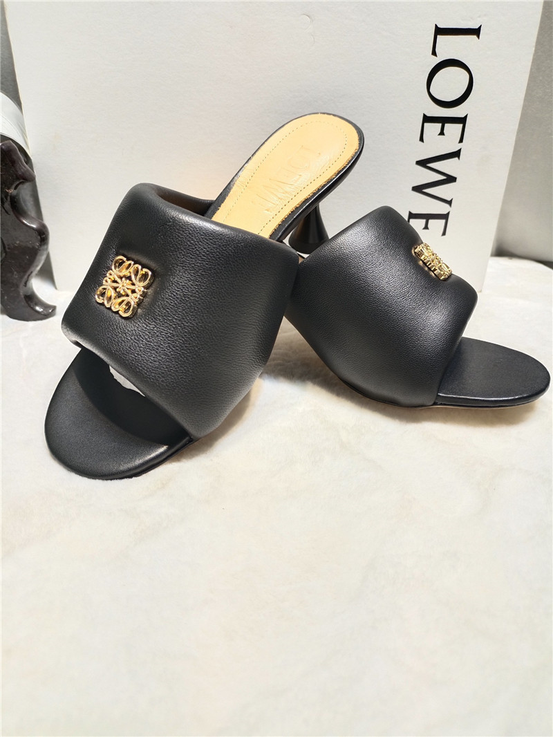 Loewe Anagram Medallion Kitten-Heel Mules in Black