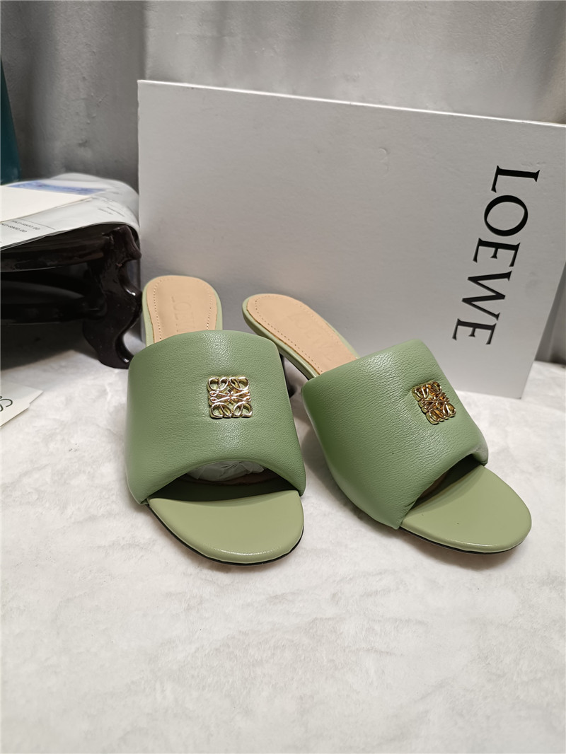 Loewe Anagram Medallion Kitten-Heel Mules
