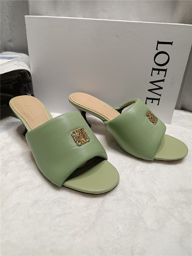 Loewe Anagram Medallion Kitten-Heel Mules