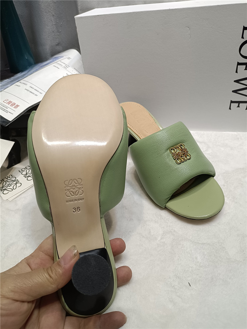 Loewe Anagram Medallion Kitten-Heel Mules