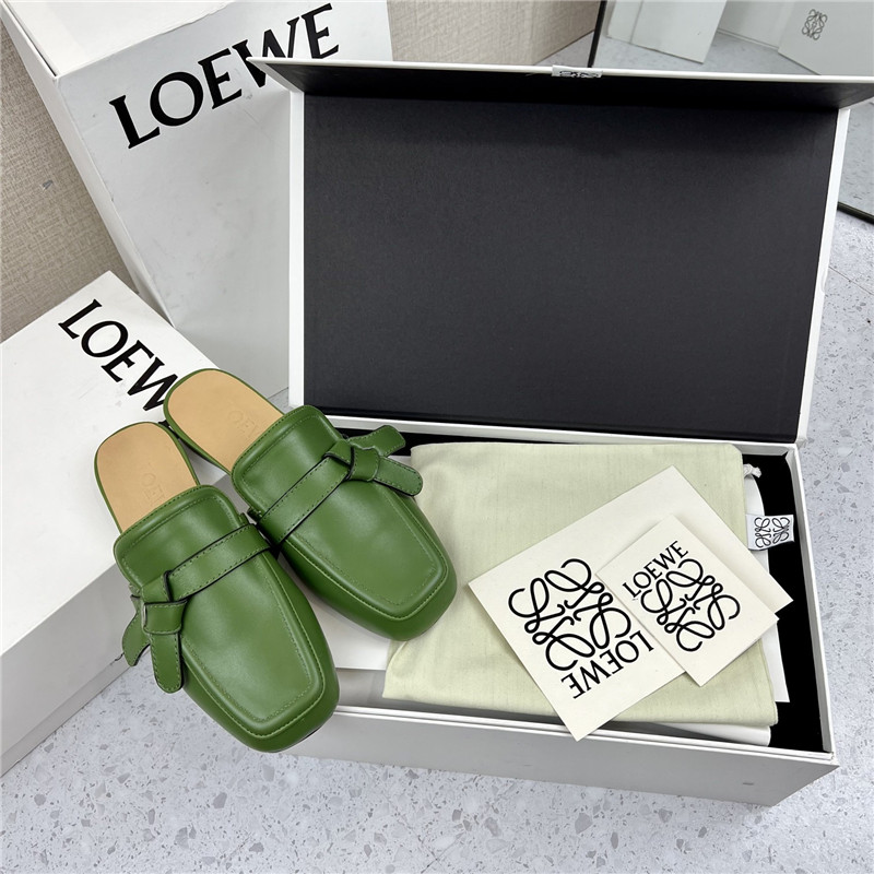 Loewe Gate Flat Mule in Green