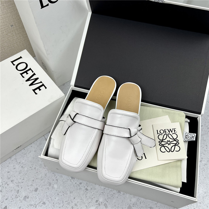 Loewe Gate Flat Mule in White