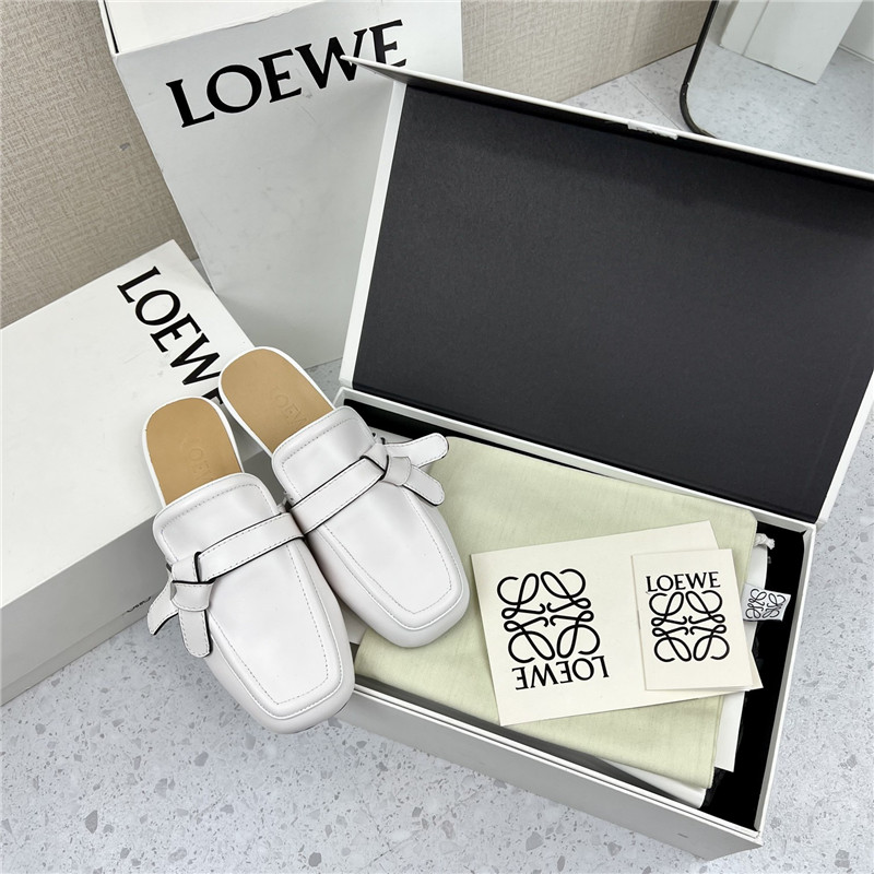 Loewe Gate Flat Mule in White