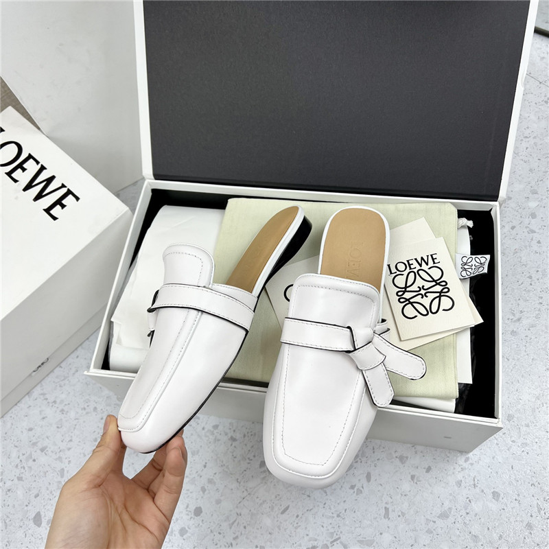 Loewe Gate Flat Mule in White