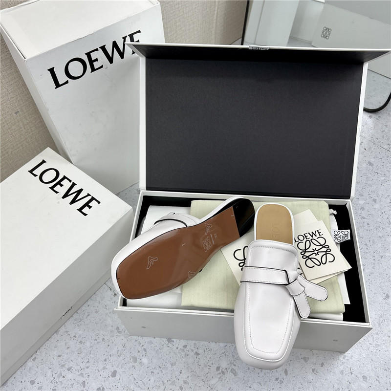 Loewe Gate Flat Mule in White