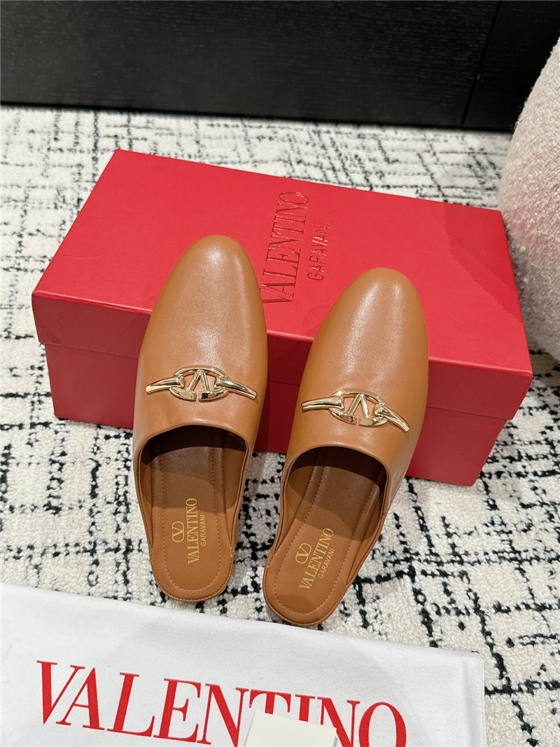 Va1e*ntin0 garavani vlogo signature leather mules in brown