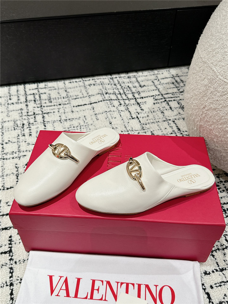 Valentino Garavani VLogo Signature Leather Mules In White