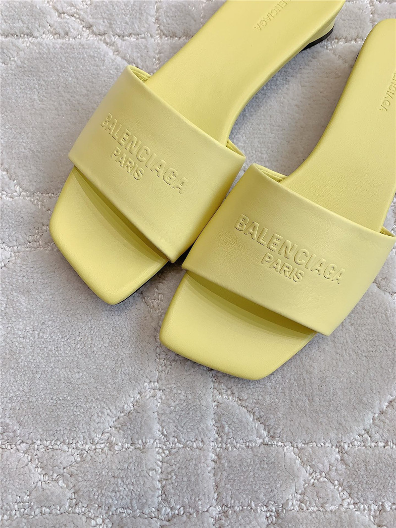 Ba1en*iaga duty free leather logo slide sandals in yellow
