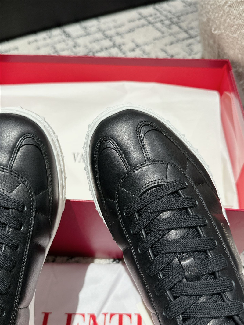 Va1e*ntin0 black leather lace-up sneakers