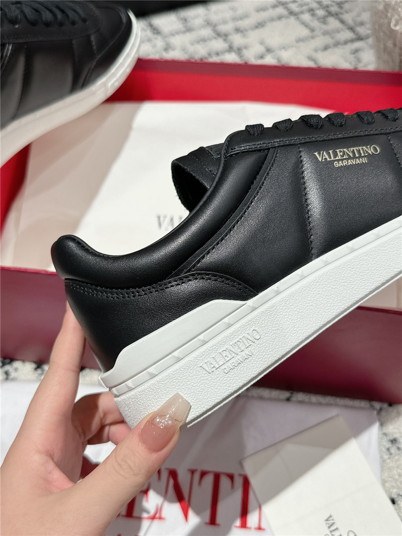 Va1e*ntin0 black leather lace-up sneakers