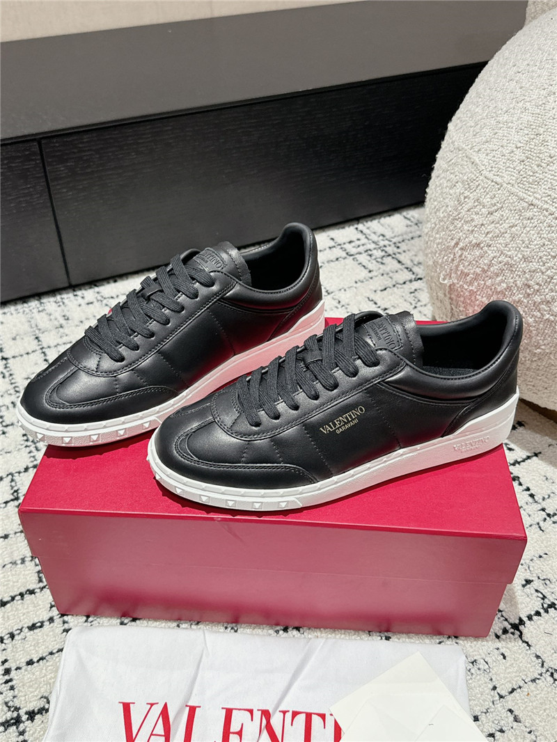 Valentino Black Leather Lace-Up Sneakers