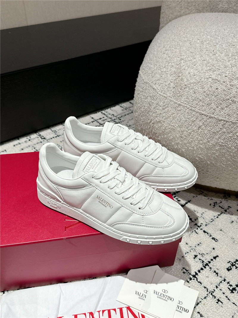 Valentino White Leather Lace-Up Sneakers