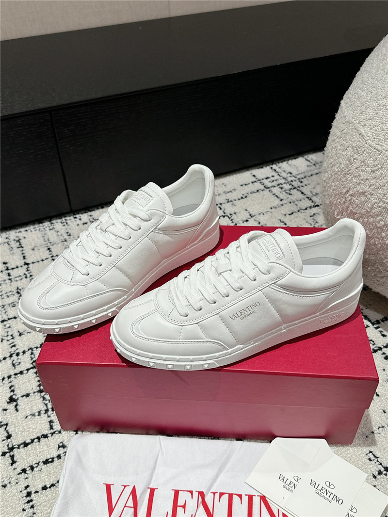 Valentino White Leather Lace-Up Sneakers