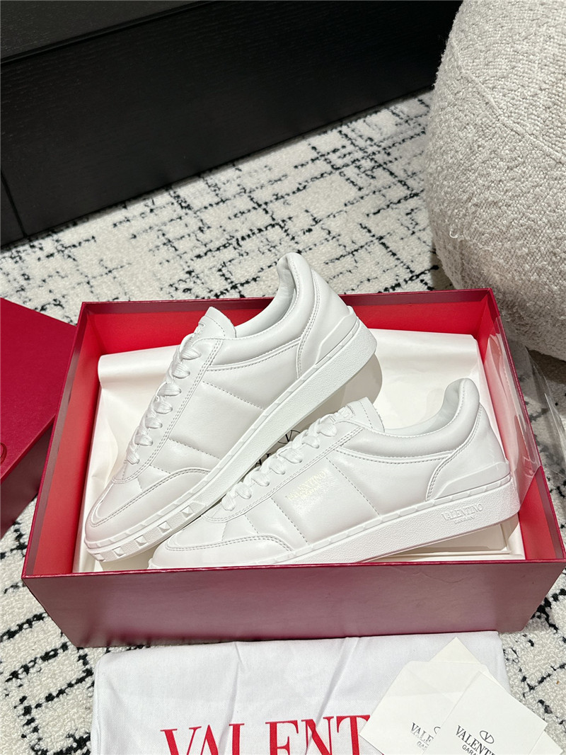 Valentino White Leather Lace-Up Sneakers