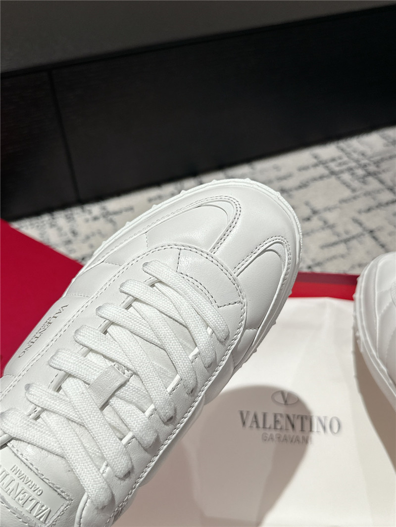 Valentino White Leather Lace-Up Sneakers