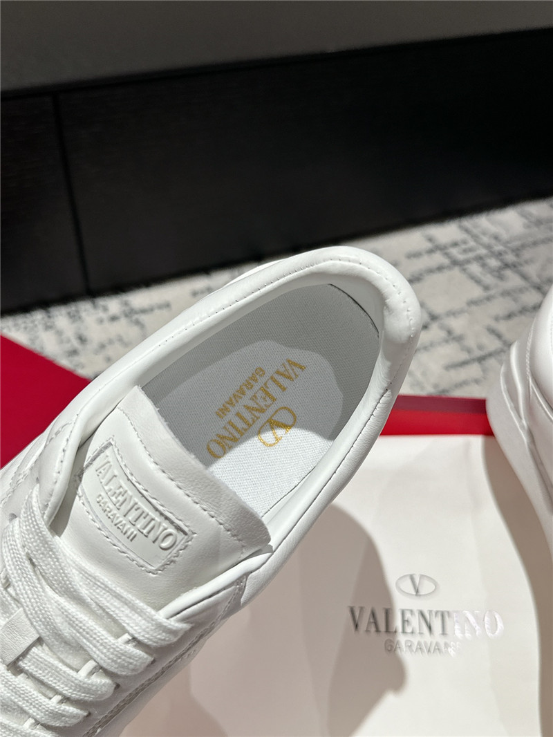 Valentino White Leather Lace-Up Sneakers